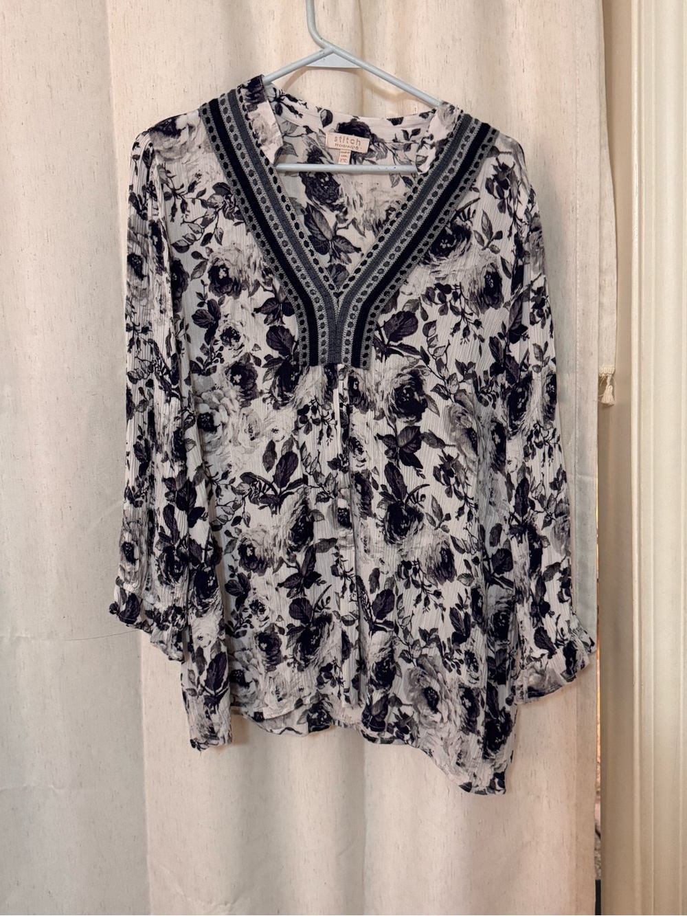 Chenault Navy & White Floral V-Neck Tunic